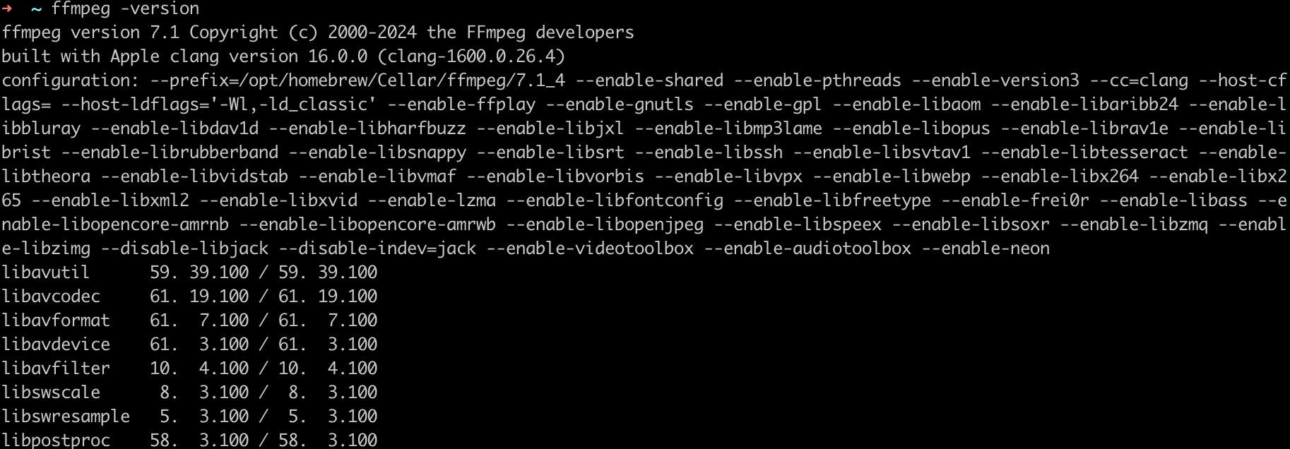 iTerm ffmpeg 版本